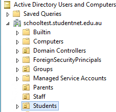 This is how the search container will look in Active Directory